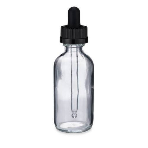 2 oz Clear Glass Boston Round Bottles with Dropper - AROMA SHORE