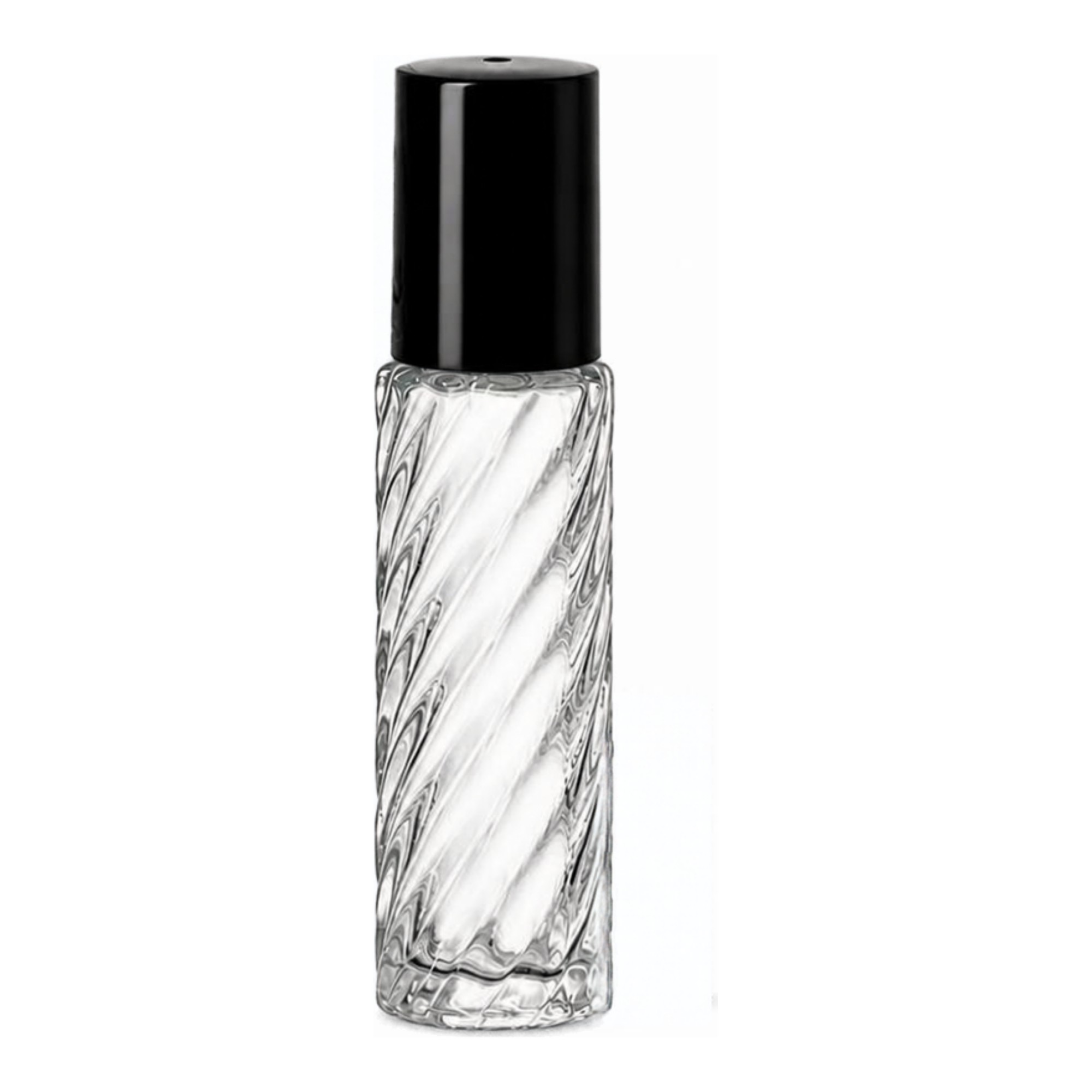 Swirl 10 ml Clear Glass Roll-On Bottles with Rollerball & Black Cap - 1