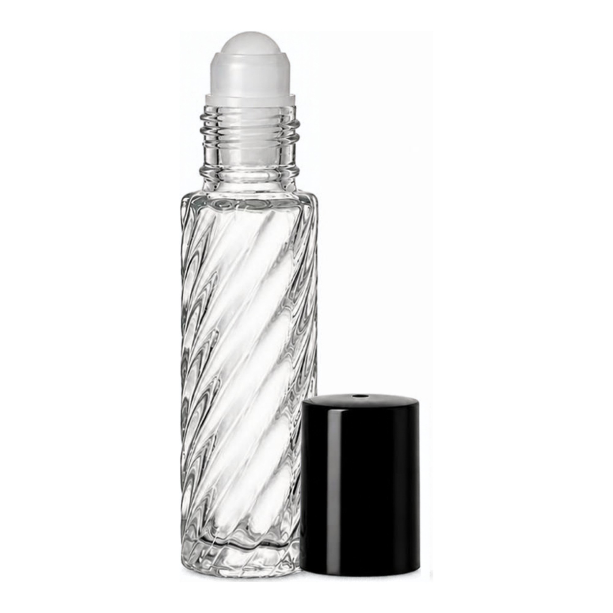 Swirl 10 ml Clear Glass Roll-On Bottles with Rollerball & Black Cap - 2
