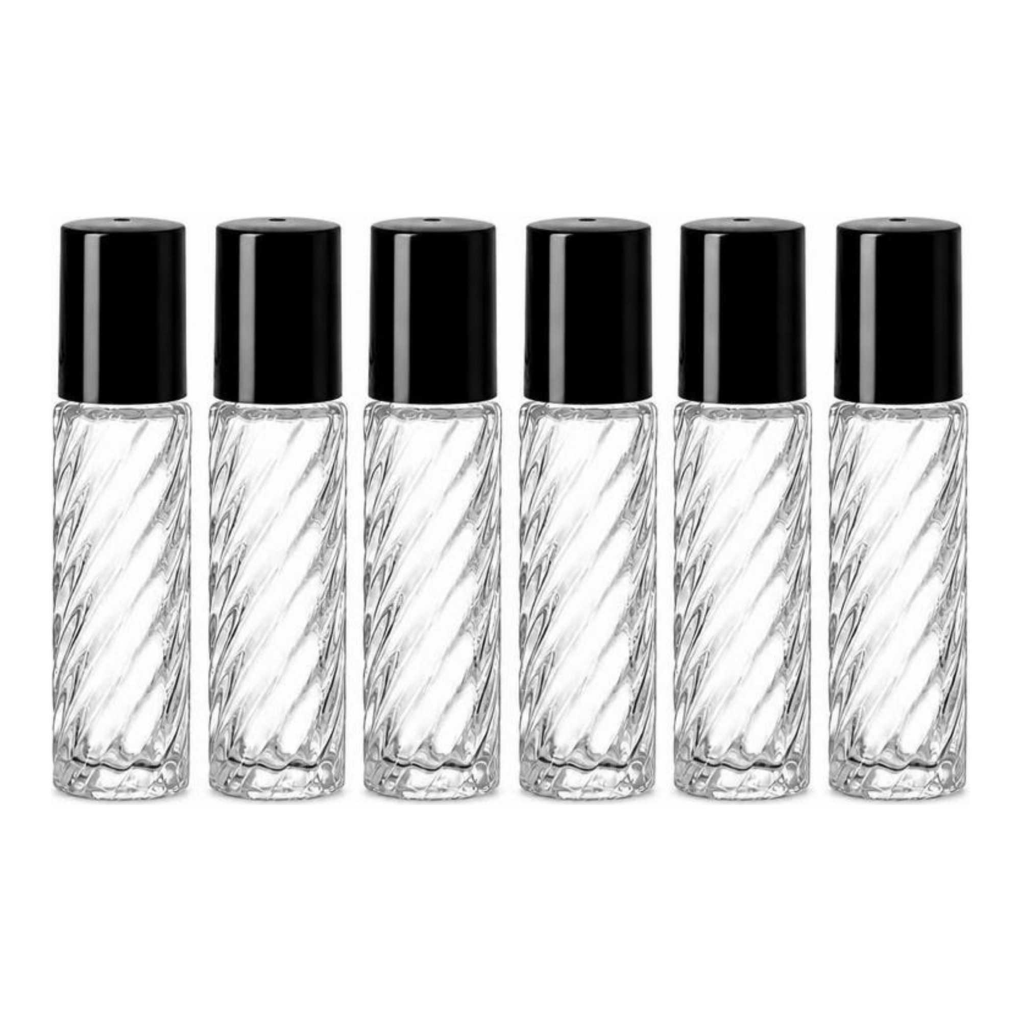 Swirl 10 ml Clear Glass Roll-On Bottles with Rollerball & Black Cap - 3