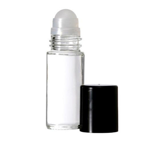 Clear, 1 Ounce Glass Roll-on Bottles with rollerball and Black Caps - AROMA SHORE