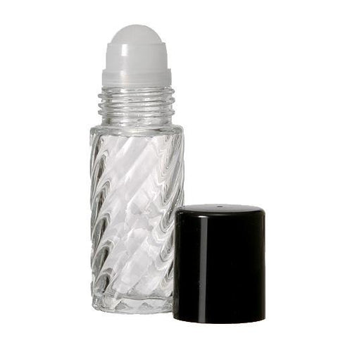 Swirl Clear, 1 Ounce Glass Roll-on Bottles with rollerball and Black Caps - AROMA SHORE