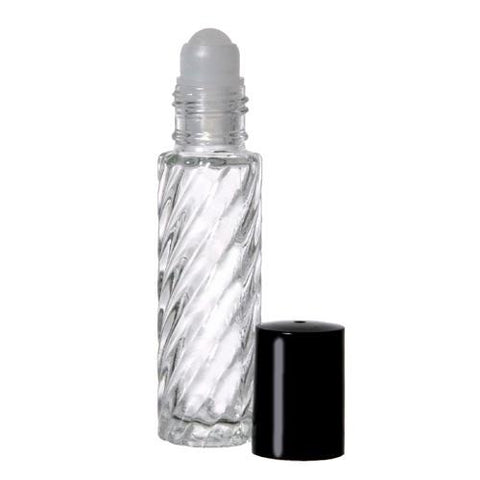 Swirl Clear, 10 ml Glass Roll-on Bottles with rollerball and Black Caps - AROMA SHORE