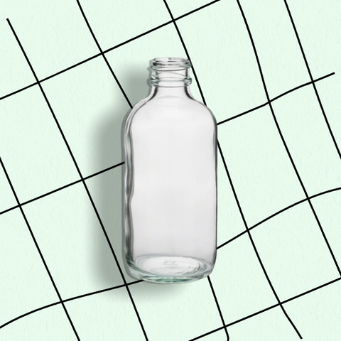 8 oz Clear Glass Boston Round Bottles with Black Caps