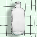 16 oz Clear Glass Boston Round Bottles with Black Caps