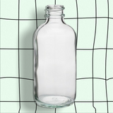 16 oz Clear Glass Boston Round Bottles with Black Caps
