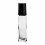 Clear, 10 ml Glass Roll-on Bottles with rollerball and Black Caps - AROMA SHORE